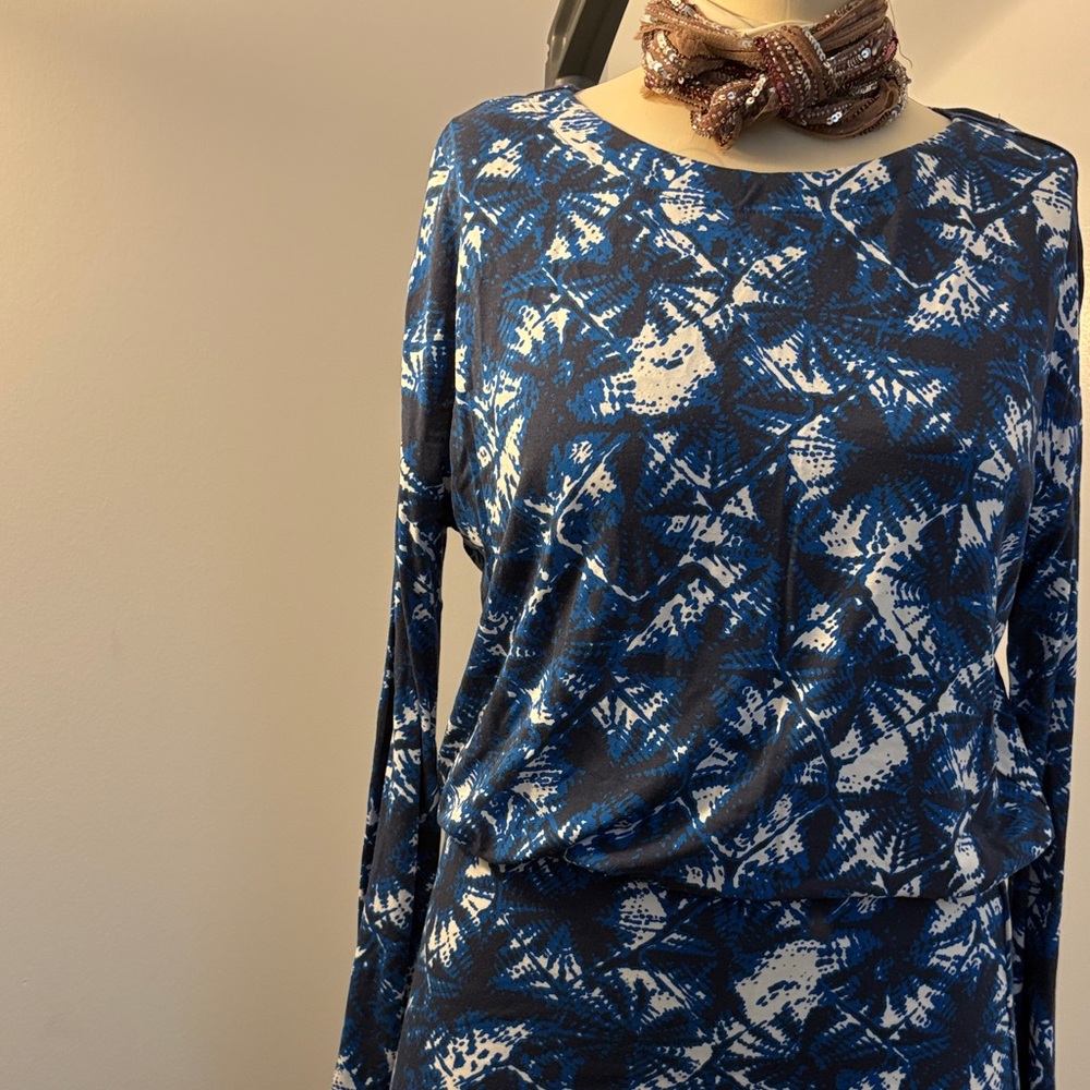 Blue Patterned Mini Dress - Picture 3 of 10